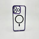 Transparent magsafe case with lens protection purple