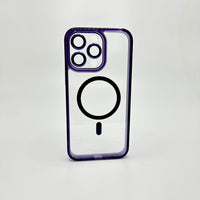 Transparent magsafe case with lens protection purple