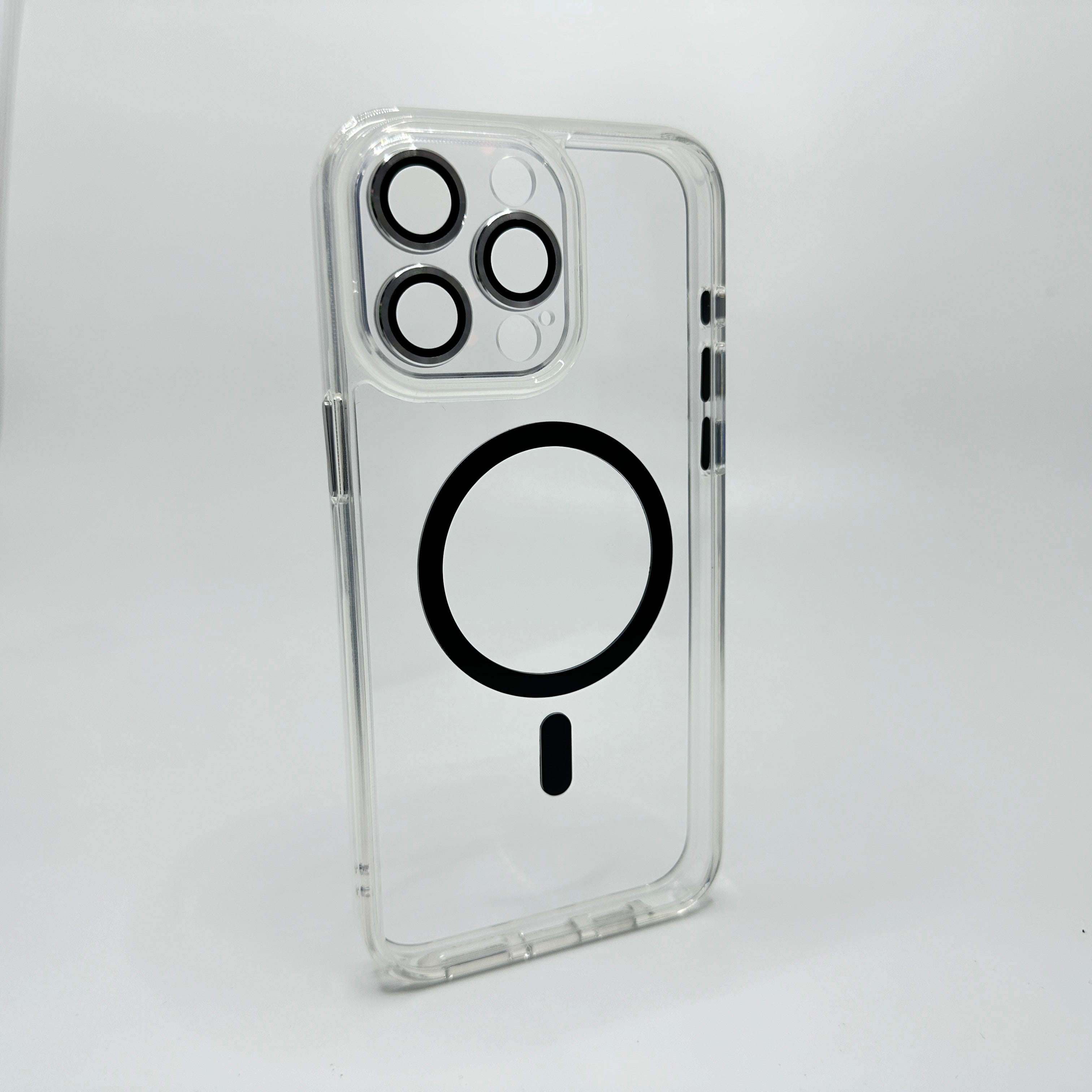 Transparent magsafe case with lens protection